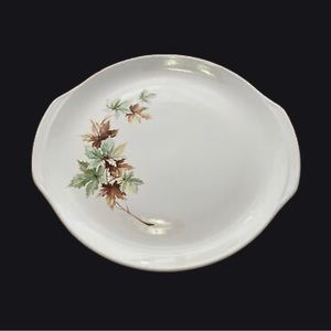 Vintage Salem Maple Leaf Ceramic Serving Cake Plate with Handles  / Set of 2